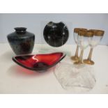 Briley studio ware vase, Swedish glass candle hold