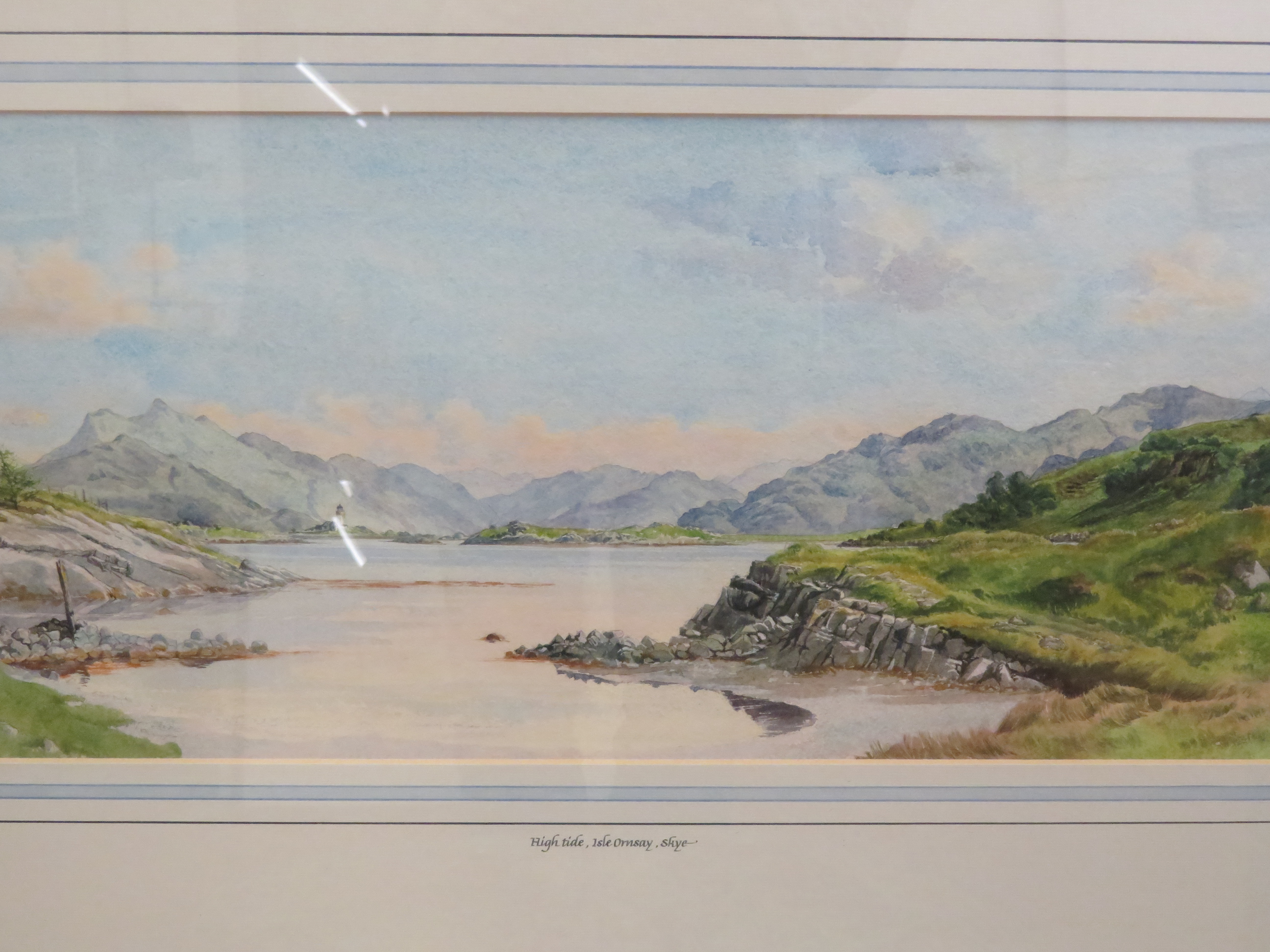 Signed watercolour titled ''High tyde'' Isle ornsa