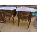Pair of Ormolu side tables with heavy marble tops