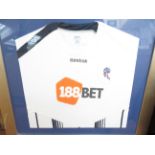 Bolton wanderers football shirt framed, framed signed by John Mcginlay