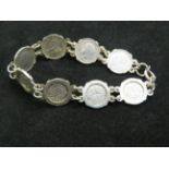 Silver plated coin bracelet