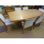 Solid oak board-room table with 6 arm chairs, poss