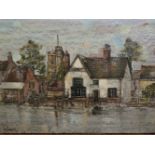 Oil on canvas signed Dempsey, village scene