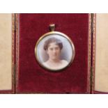 Victorian cased hand painted portrait signed EFE