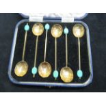 Gold plated coffee spoons boxed