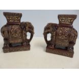 Pair of ceramic elephant plant stands Height 22 cm