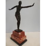 Large bronze dancer on a marble base