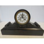 Victorian very heavy Belgian slate mantle clock, s