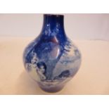 Royal Doulton flow blue vase, A/F to rim Height 14