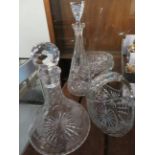 Stuart crystal ships decanter, cut crystal wine de