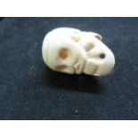 Bone skull top of walking stick