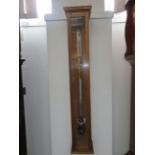 Large early mercury filled barometer, in fitted oa