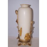 Royal Worcester Vase Gold Flowers. Height 37cm