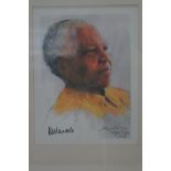 Harold Riley lithograph print of Nelson Mandela si