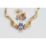 14ct Gold 16'' tanzanite & diamond necklace with m