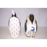 Royal Crown Derby - 2x penguins with gold stoppers