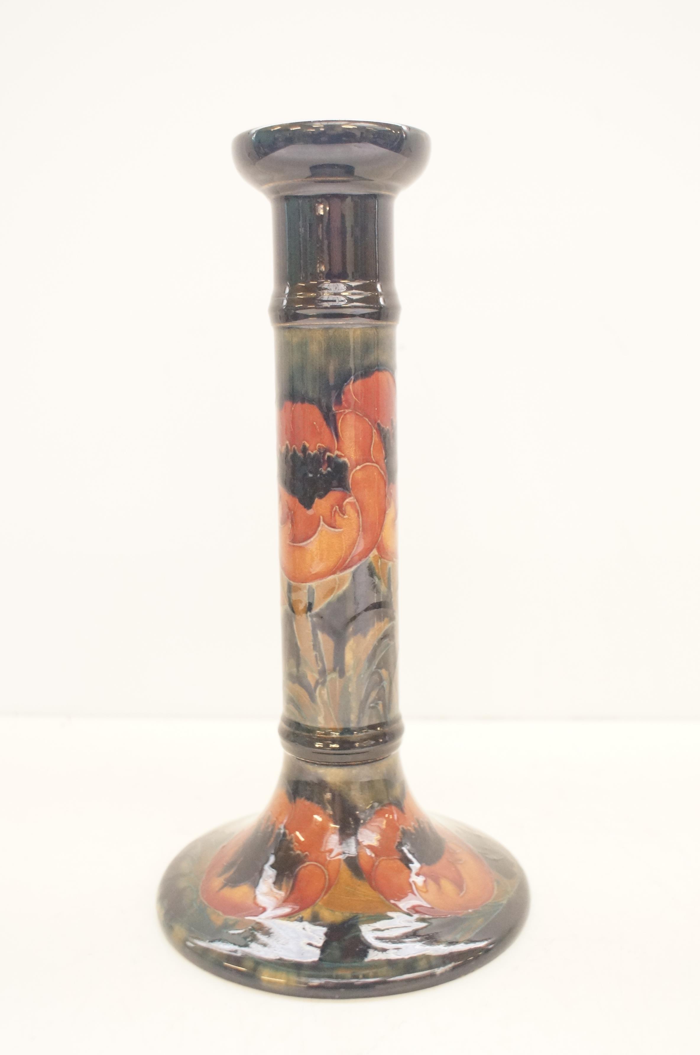 W Moorcroft poppy design candlestick