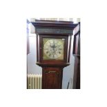 Late 18th century oak longcase clock, brass & silv