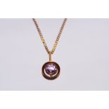 9ct Gold chain with 9ct Gold pendant set with amet