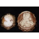 2 Pinchbeck cameo brooches