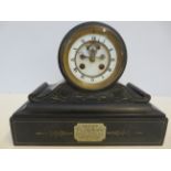 Belgian slate mantle clock, striking on a bell. Pr