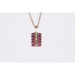 9ct Gold chain & pendant, pendant set with ruby &