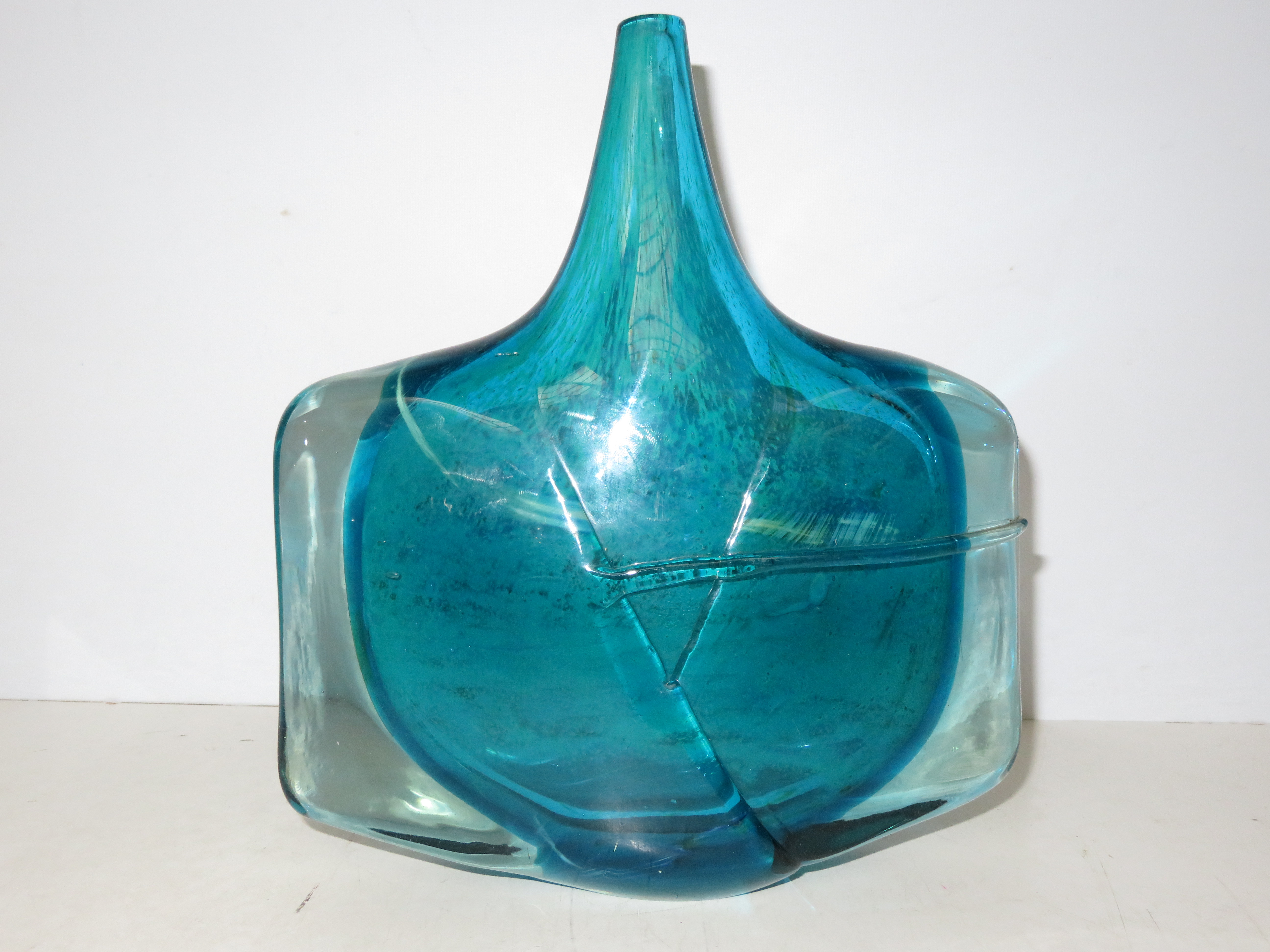 Large & impressive Mdina glass vase axe or fish pa