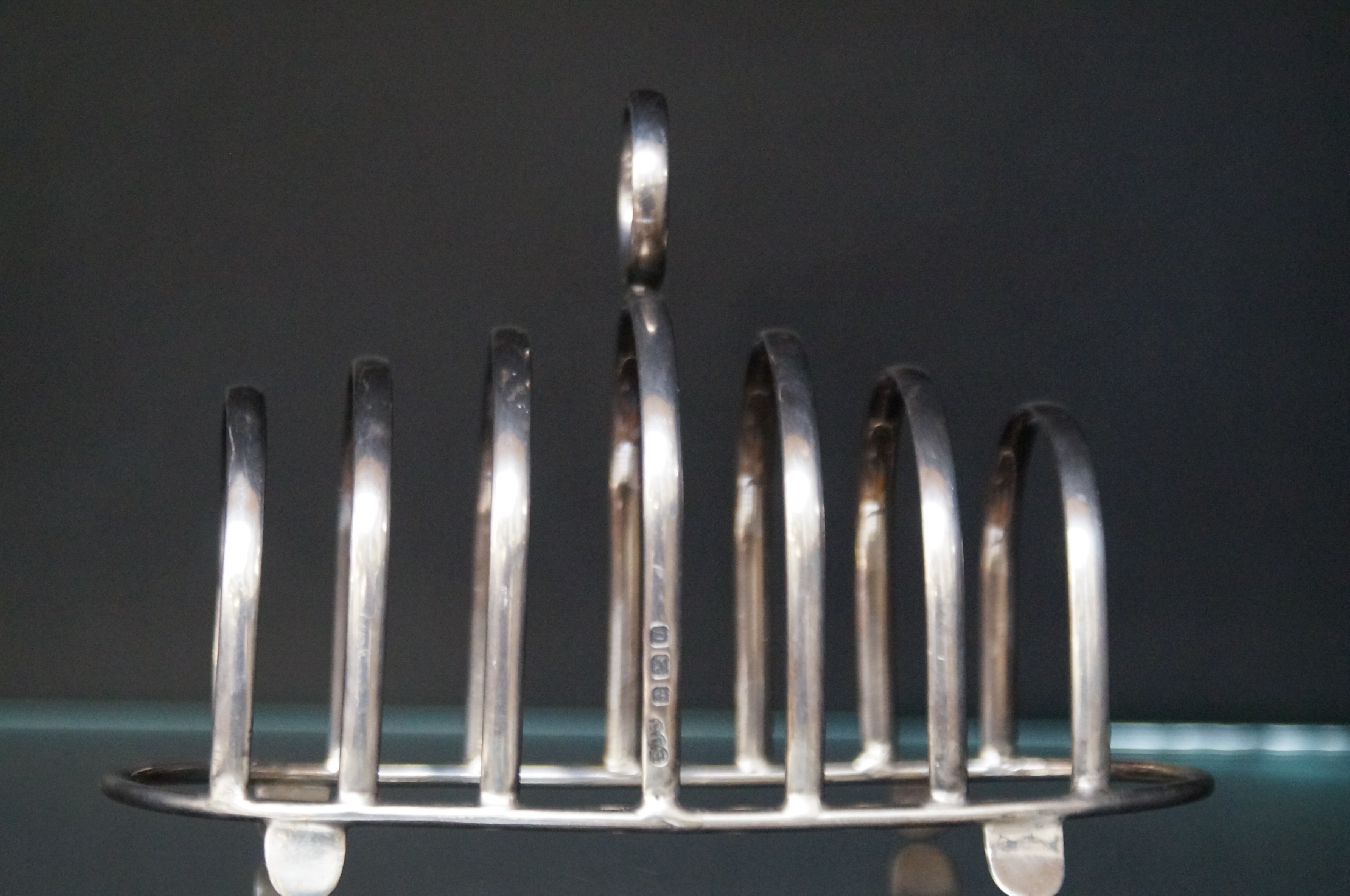 Silver 6 slice toast rack, Birmingham hallmark. Ma