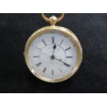 18ct Gold cased open face pocket watch, centre sec