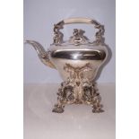 Ornate silver plate spirit kettle and stand