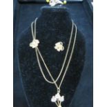 9ct Gold chain & pendant with matching ring & earrings Weight 10.3g