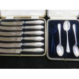 Cased silver handle knife set together with cased