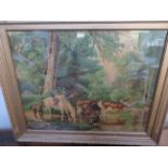 Large oil painting in gilt frame