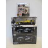 3x Hot wheels racing cars boxed together with a ta