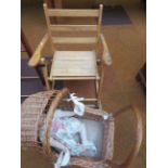 Child's pram together with child's rocking chair