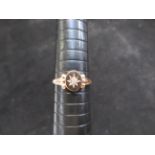 9ct Rose gold ring set with diamond. Size P