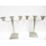 Pair of silver plated 3 branch candle sticks