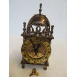 Brass 8 day lantern clock, made in great Britain c