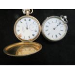 Silver cased pocket watch & gold plated pocket wat
