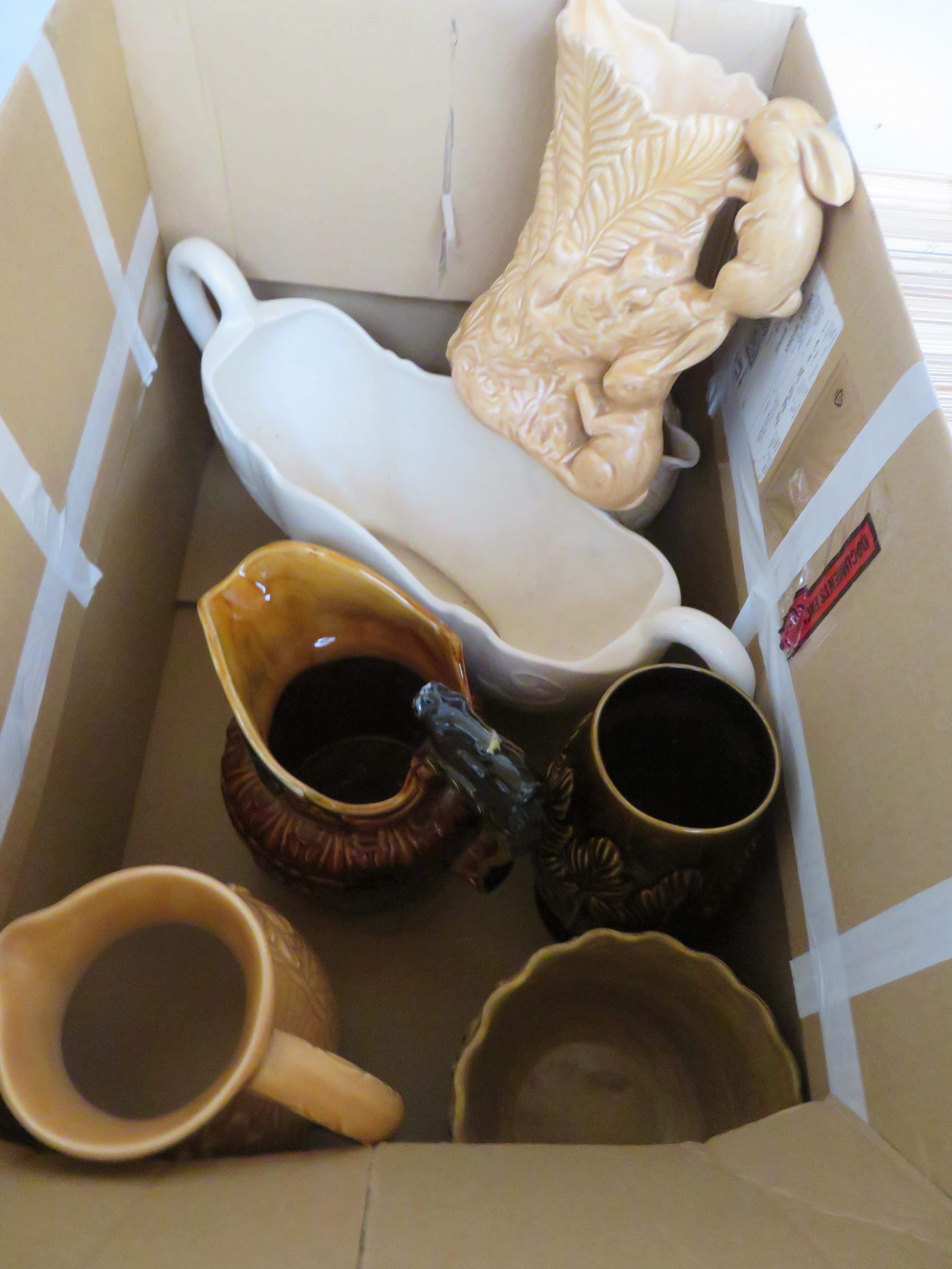 Box of jugs & planters to include sylvac