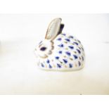 Royal crown derby rabbit with gold stopper