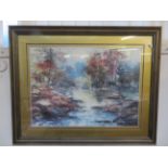 Large framed print in gilt frame