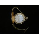 G W Benson gold plated pocket watch with chain & T
