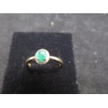 9ct Gold ring set with emerald & diamond