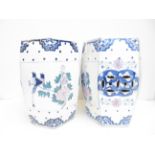 2x Ceramic oriental style seats Height 37 cm