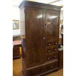 Large Edwardian wardrobe in flame mahogany