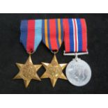 Strip of 3 WWII medals