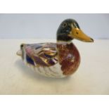 Royal crown derby duck paper weight with gold stop