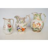 3x Victorian jugs, 1 dated 1868