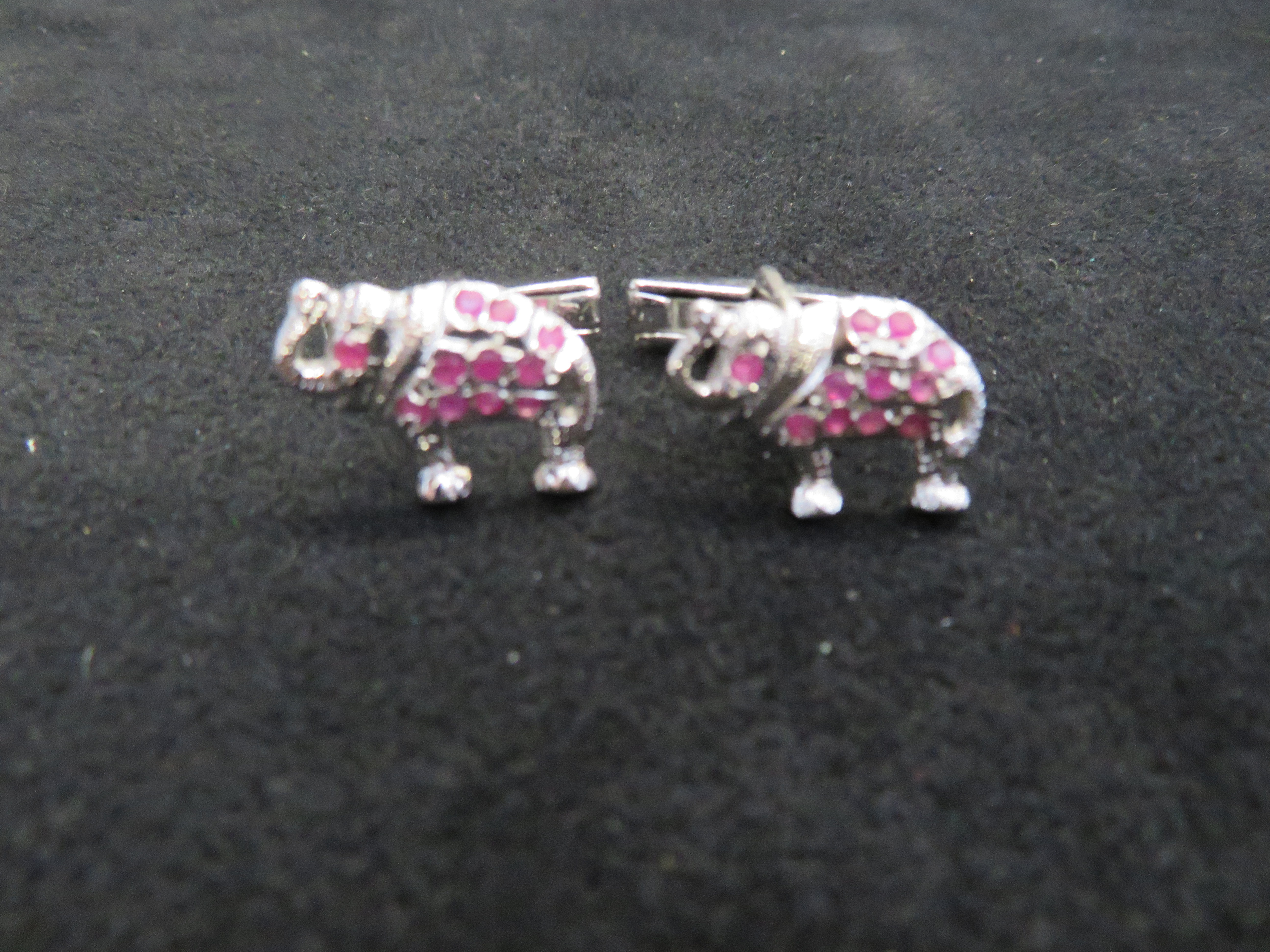 White metal elephant cufflinks, possibly silver